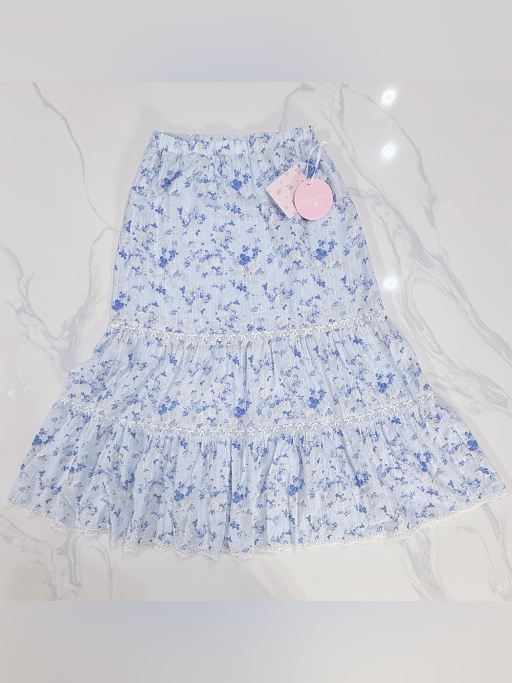 Loveshackfancy X Fancy Girls' Isla Everblooming Rosettes Tiered Maxi Skirt
